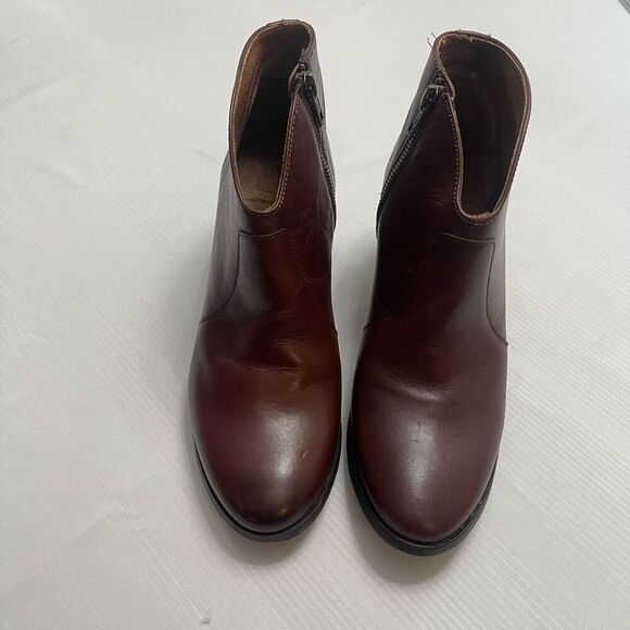 Frye Nora Brown Leather Zip Booties Boots Size 9M - Picture 2 of 10